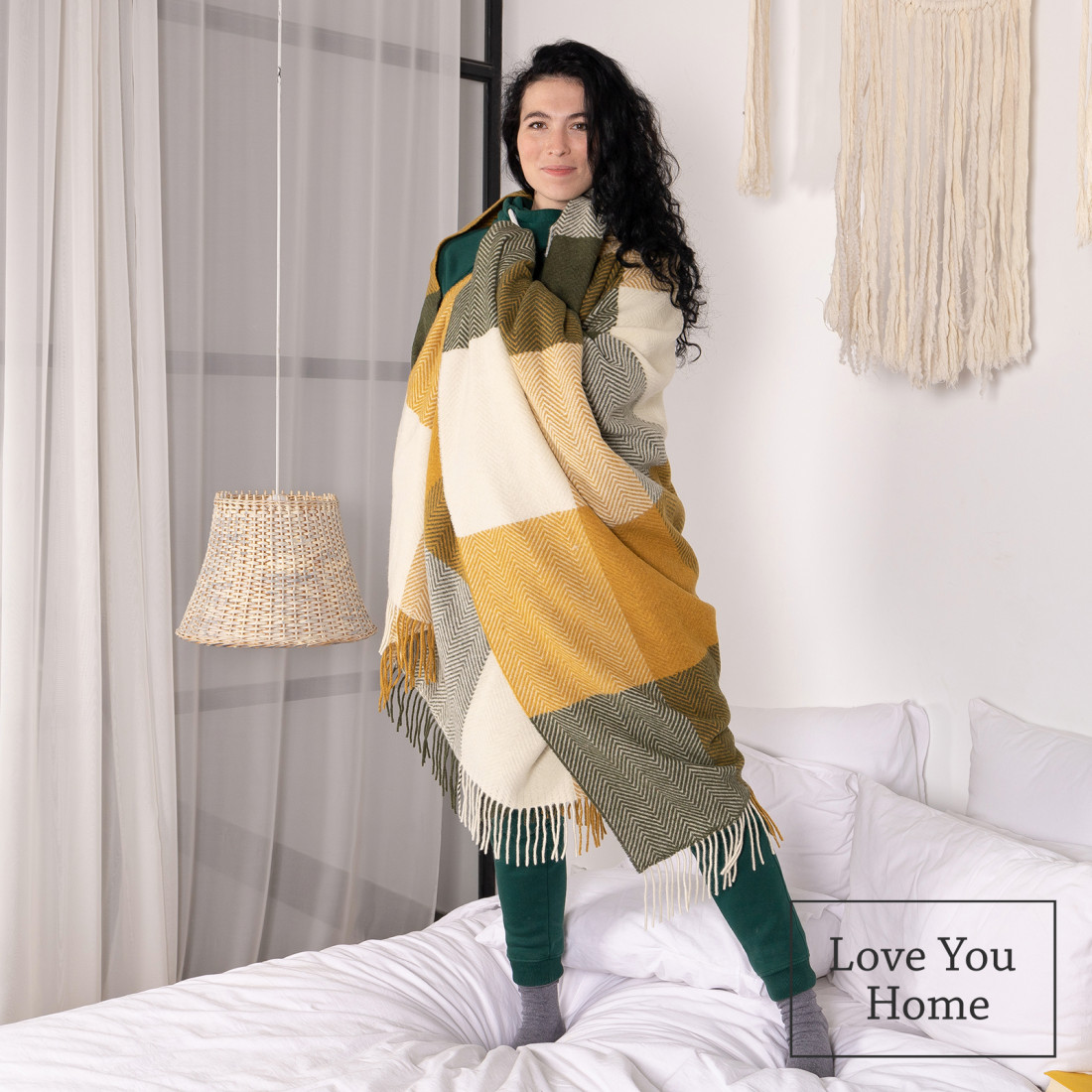 Merino Wolldecke Quadrate Verlauf · 4
