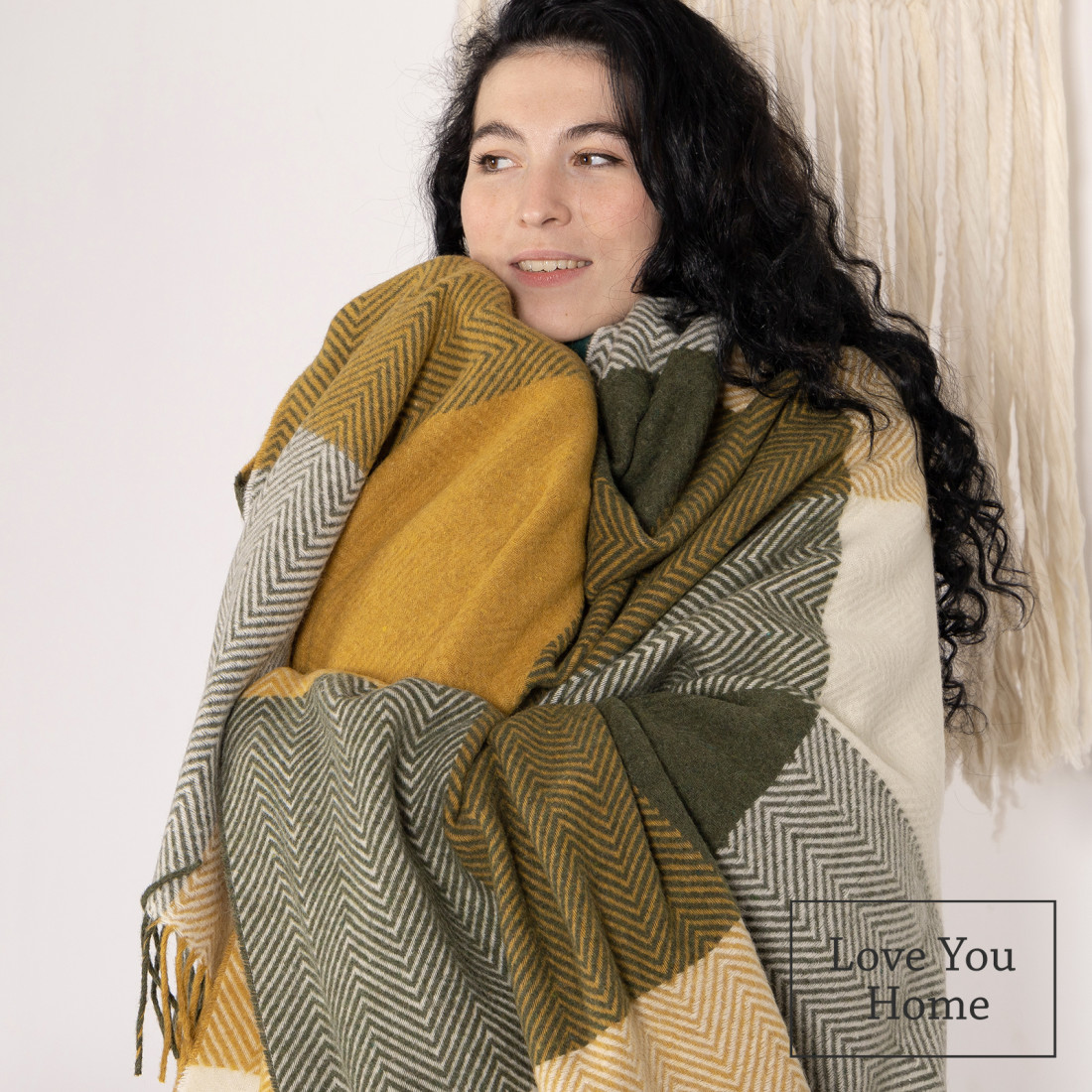 Merino Wolldecke Quadrate Verlauf · 5