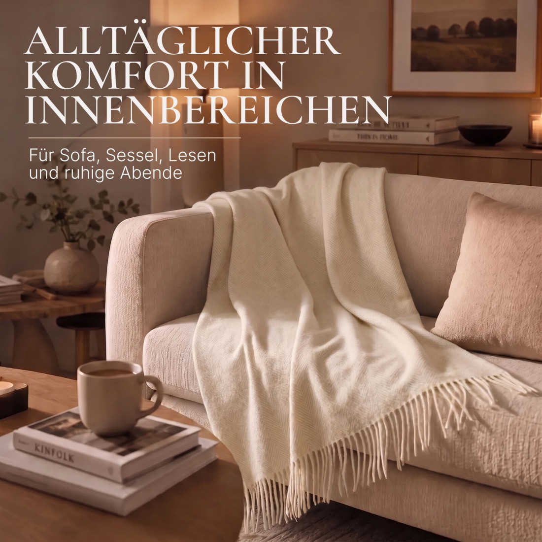 Kaschmir Wolldecke mit Merino Fischgrät · 6