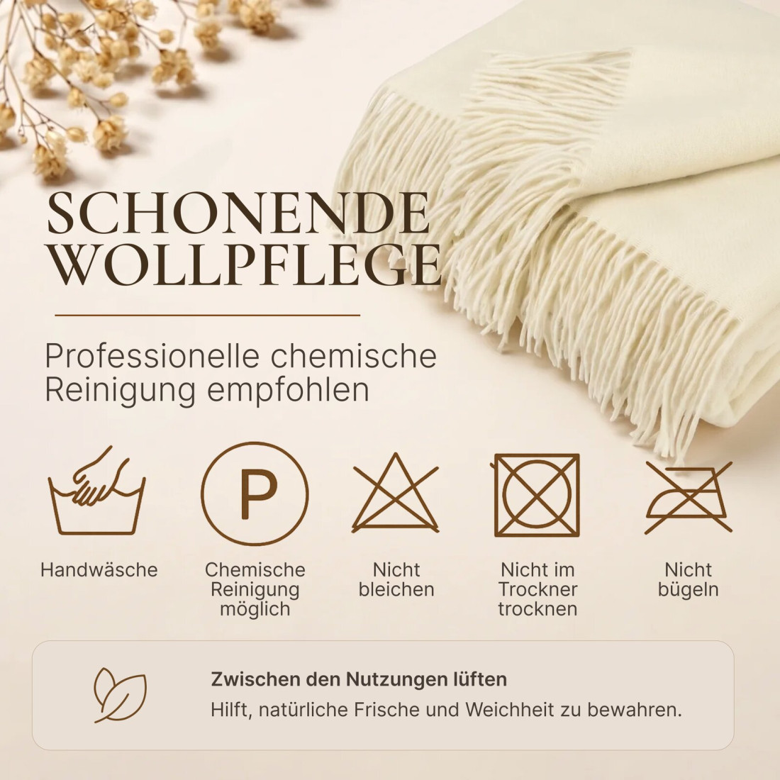 Kaschmir Wolldecke mit Merino Fischgrät · 9