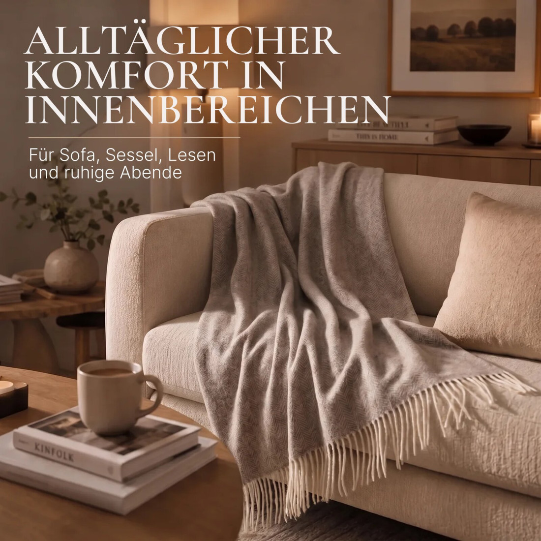 Kaschmir Wolldecke mit Merino Fischgrät · 6