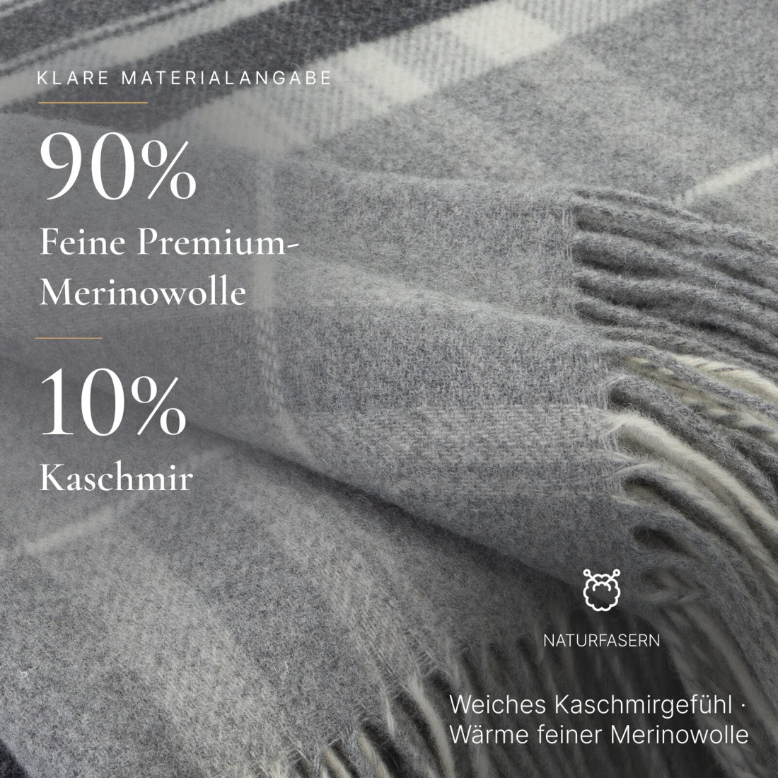 Kaschmir Wolldecke mit Merino Tartan · 2