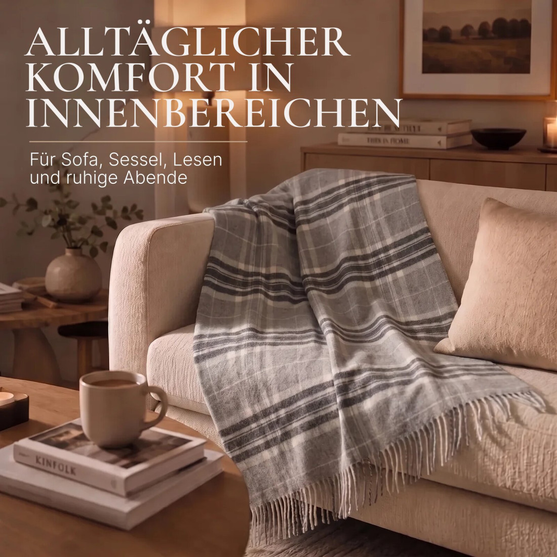 Kaschmir Wolldecke mit Merino Tartan · 6