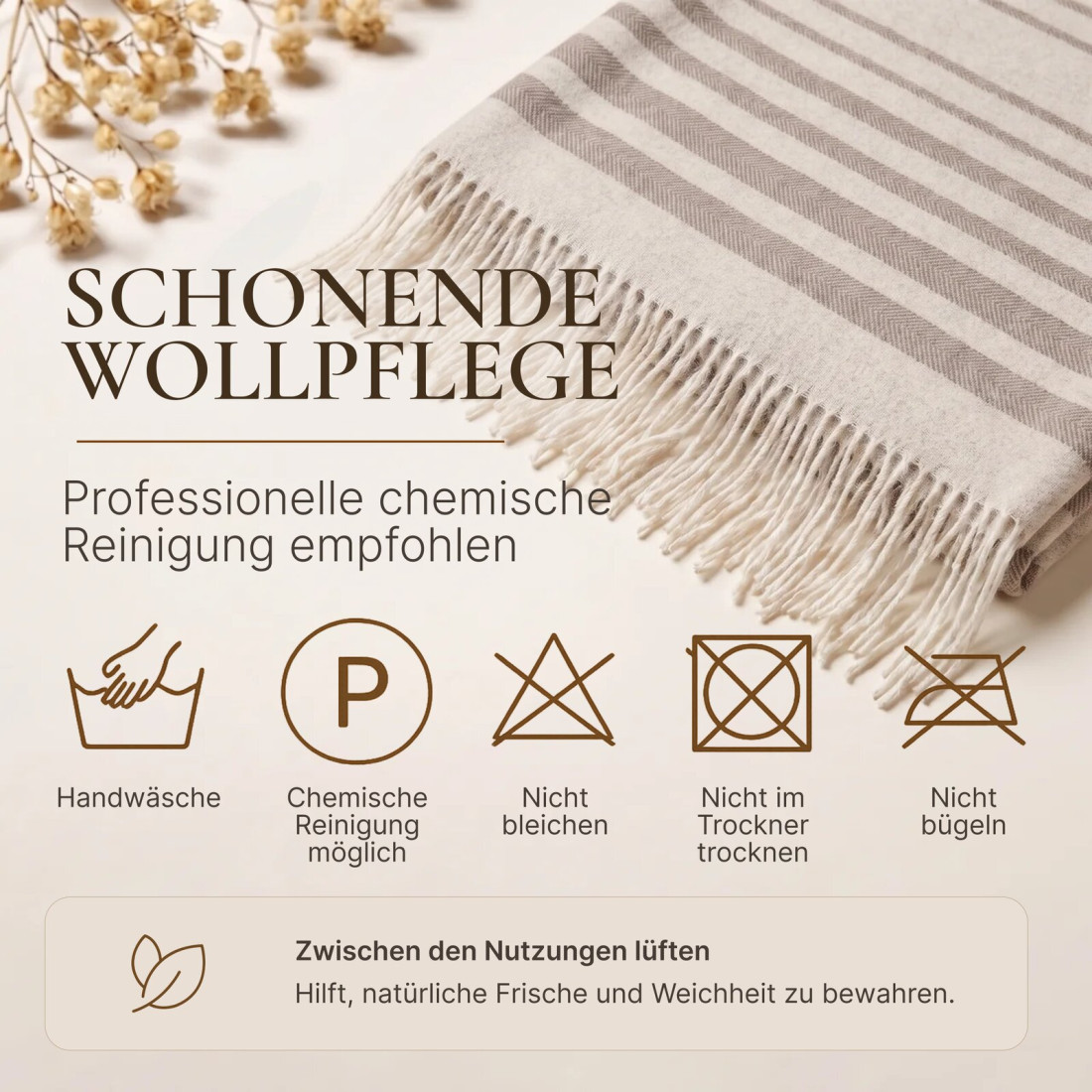 Kaschmir Wolldecke mit Merino Streifen · 9
