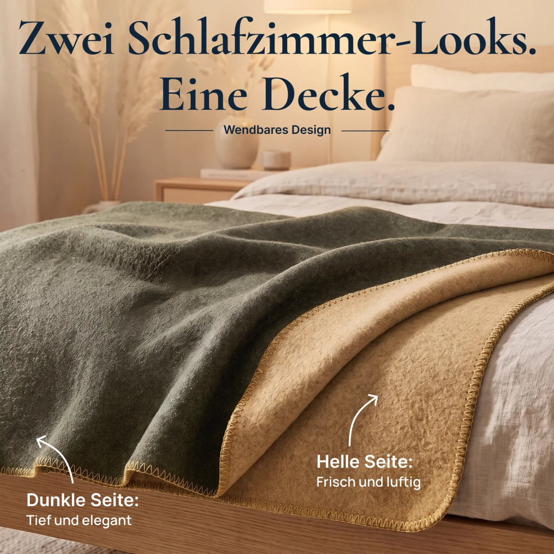 Wendbare Wolldecke aus 100 % Wolle · 2