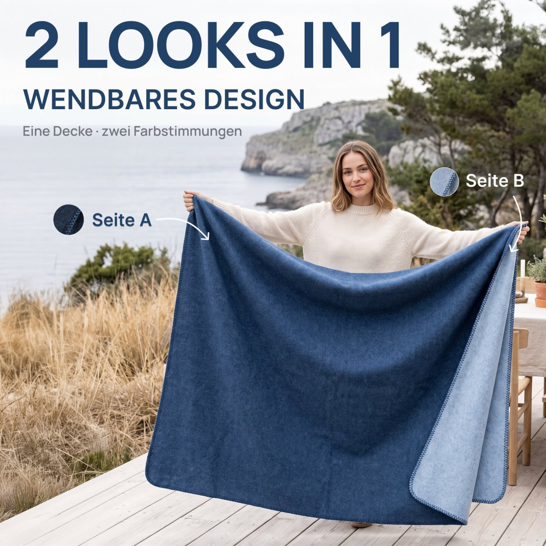 Wendbare Wolldecke aus 100 % Wolle · 2