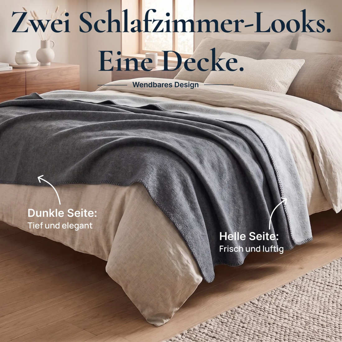 Wendbare Wolldecke aus 100 % Wolle · 2