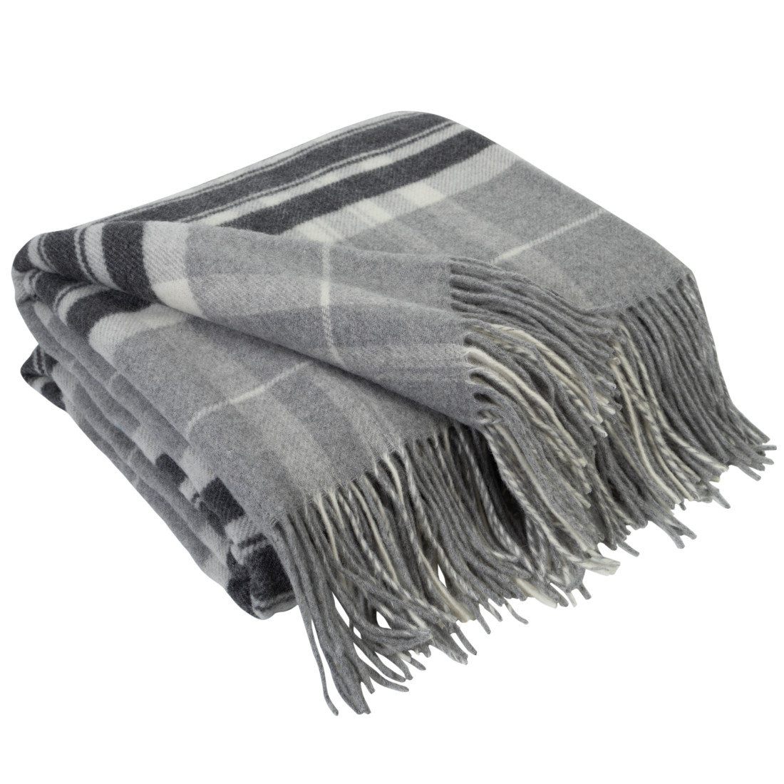 Kaschmir Wolldecke mit Merino Tartan