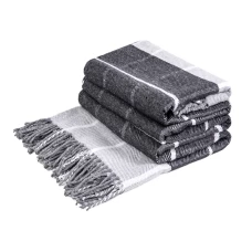 Baumwolle Decke Quadrate LoveYouHome (140x200 cm / Dunkelgrau - Weiß)