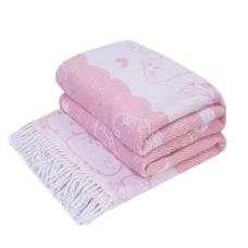 Baumwolle Decke Katzen & Kätzchen LoveYouHome (140x200 cm / Hellrosa - Weiß)
