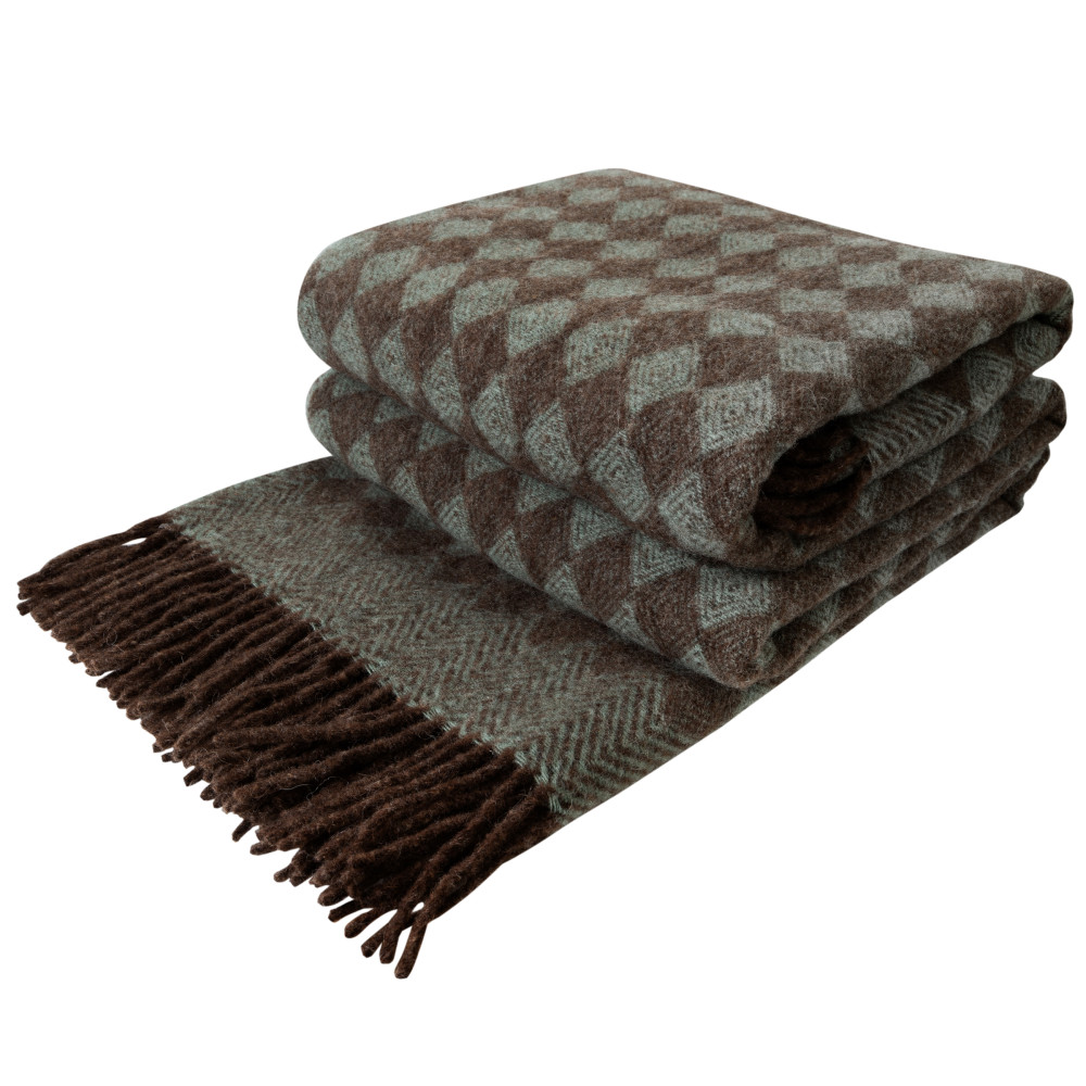 Plaid aus reiner Schurwolle mit Rautenmuster