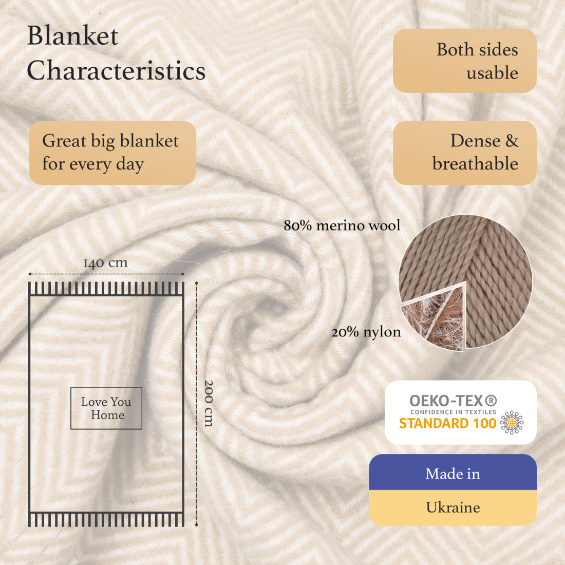 Merino Wolldecke Ecken Chevron · 2