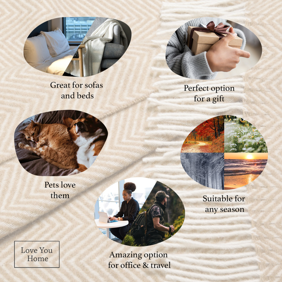 Merino Wolldecke Ecken Chevron · 3