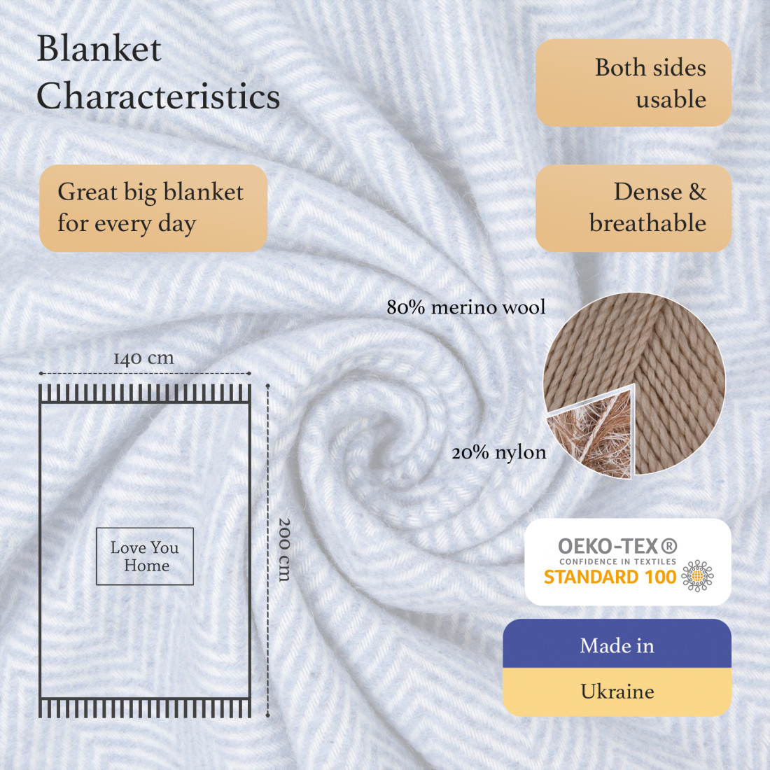 Merino Wolldecke Ecken Chevron · 2