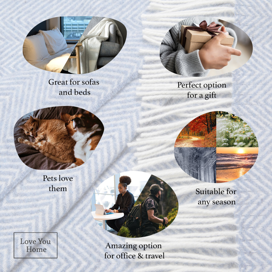 Merino Wolldecke Ecken Chevron · 3