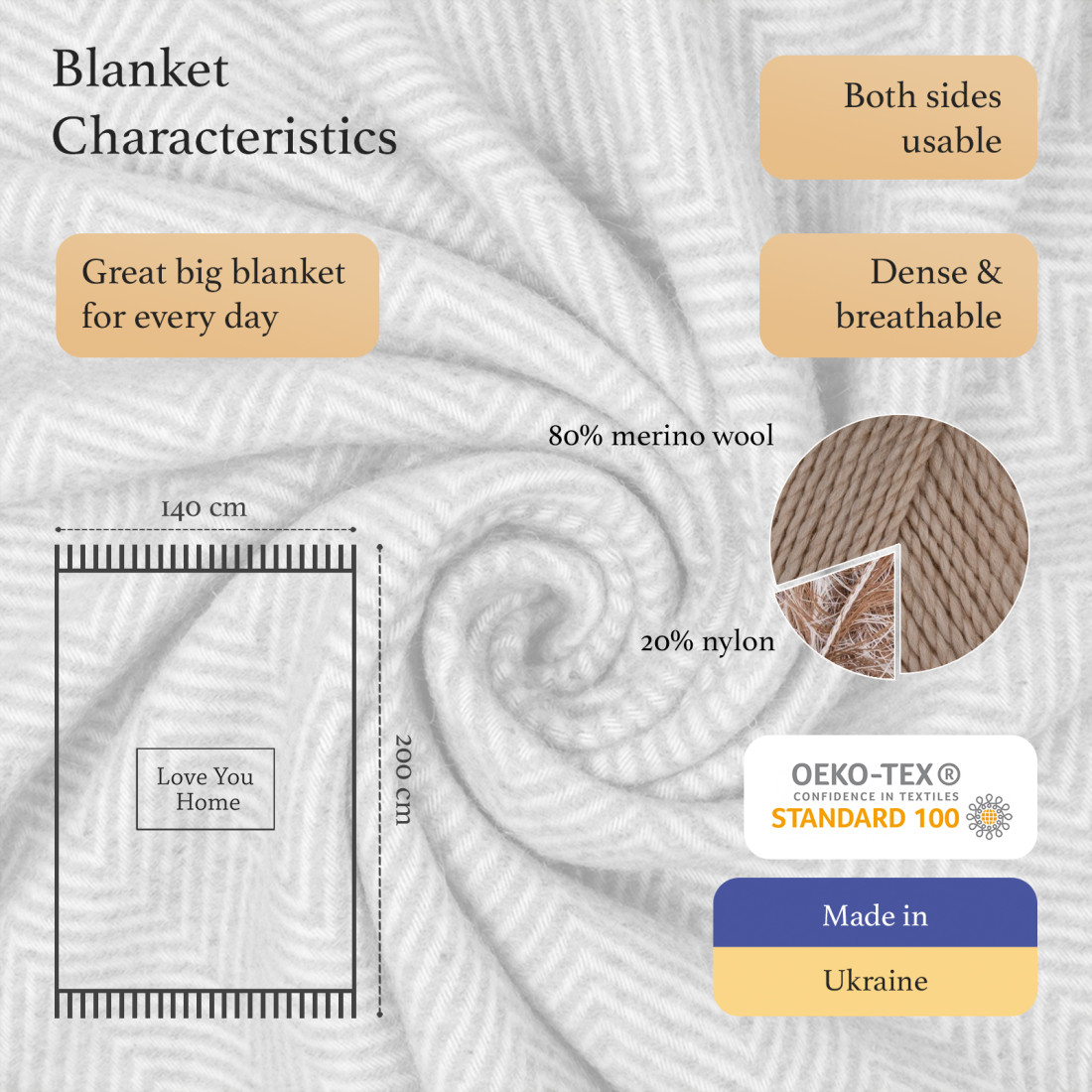 Merino Wolldecke Ecken Chevron · 2