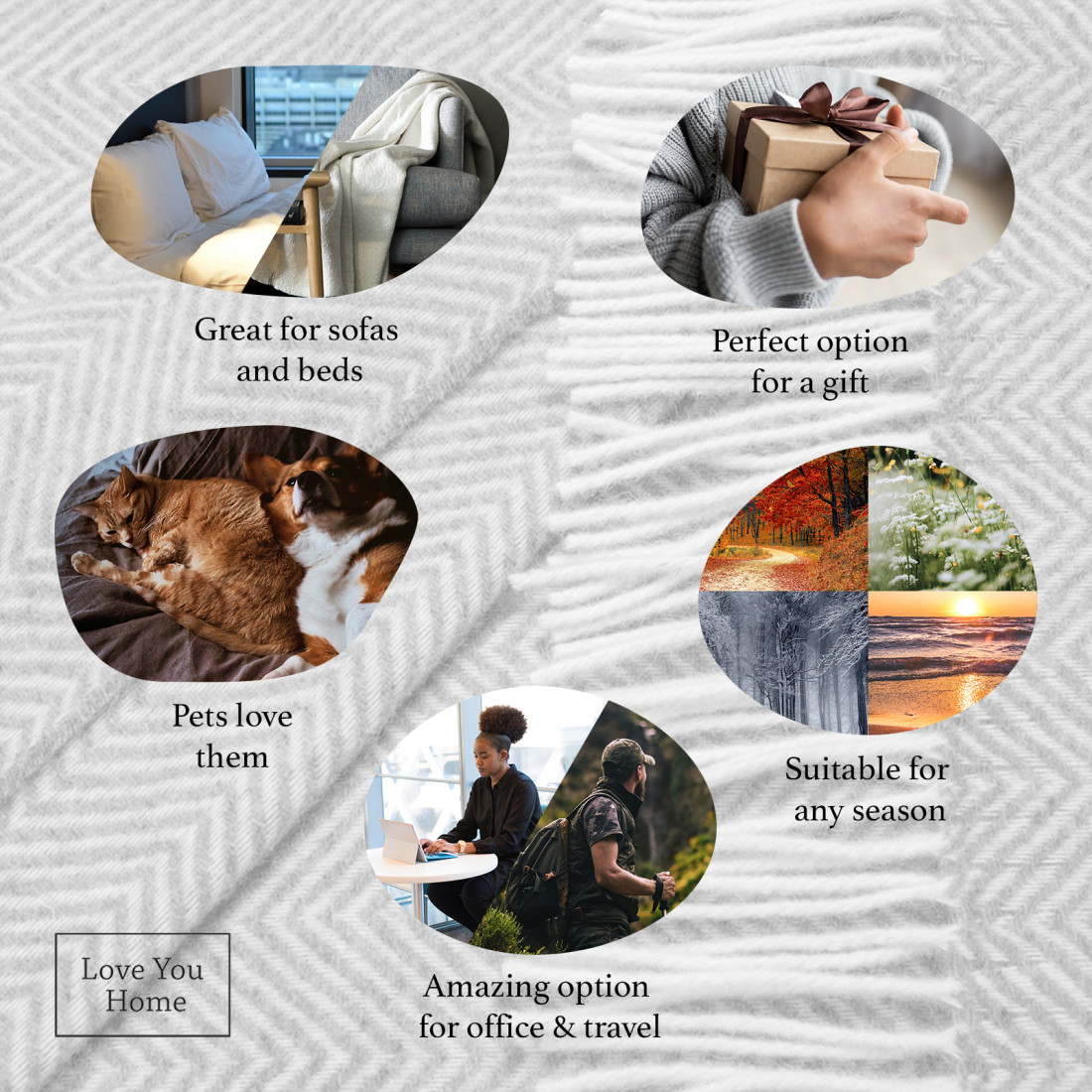 Merino Wolldecke Ecken Chevron · 3
