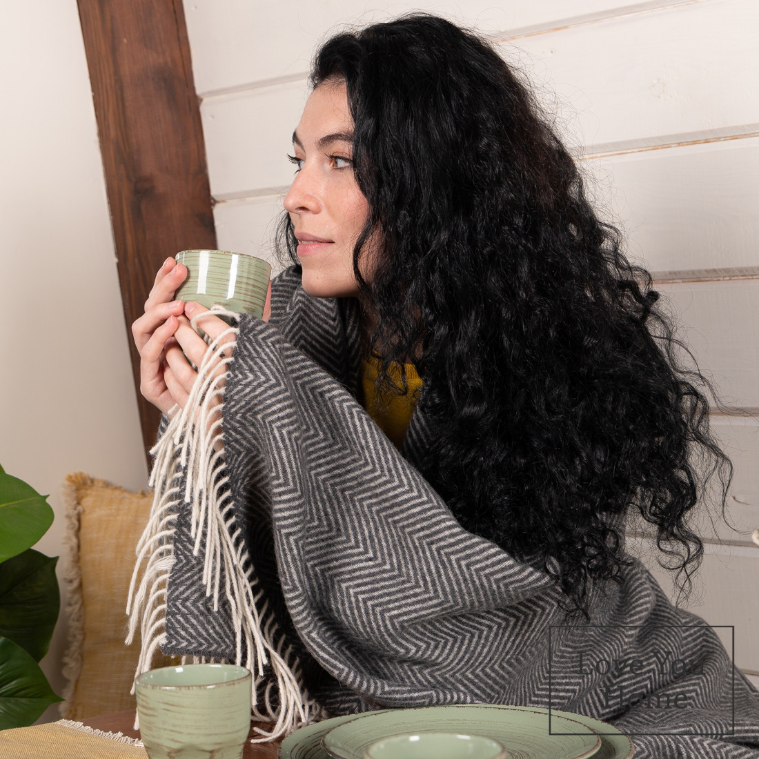 Merino Wolldecke Ecken Chevron · 4