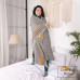 Merino Wolldecke Streifen LoveYouHome (140x200 cm / Grau - Senf - Weiß)