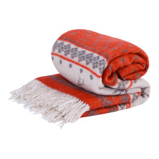 Merino Wolldecke Weihnachtsspecial Rentiere LoveYouHome (140x200 cm / Rot - Weiß)