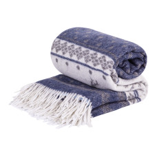 Merino Wolldecke Weihnachtsspecial, Rentiere LoveYouHome (140x200 cm / Blau - Weiß)