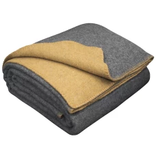 80% Merino Wolldecke LoveYouHome (150x215 cm / Grau und Senf)